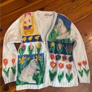 Classic Multicolor Floral Knit Women's Cardigan